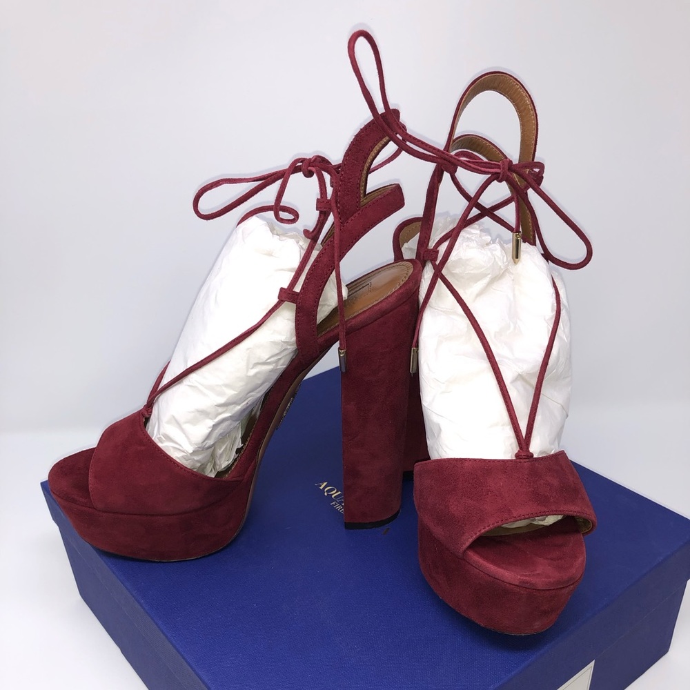Like New Aquazzura Austin Plateau  39 /Pomegranate
